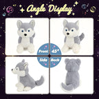 Hopearl LED Musical Stuffed Husky Lighting Up Singing Plush Dog Adjustable Volume Lullaby Animated Soothe Birthday Gifts for Kids Boys Girls, Gray, 12''