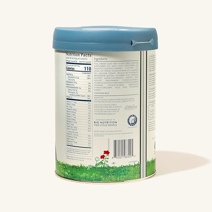 LittleOak Natural Goat Milk, Toddler Drink, 12 Months+, 28oz (800gm) Tin