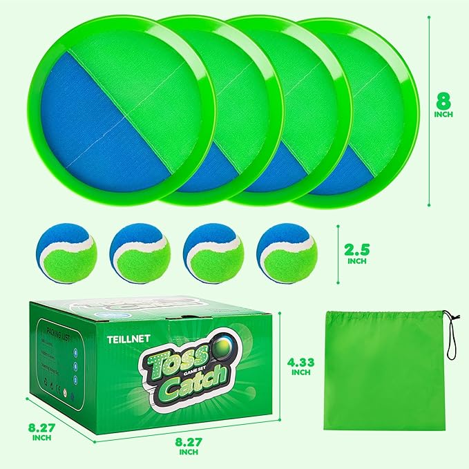 Toss and Catch Ball Set Upgraded - Kids Toys Outdoor Games for Whole Family - Water-Resistant Great for Beach Pool Yard Games - Classic Gift for Boys Girls 3 4 5 6 7 8 9 10 11 12+ Years Old