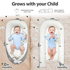 Baby Lounger | Organic Cotton Infant Lounger | Reversible, Adjustable & Portable Floor Lounger | Soft, Breathable, Washable Cover