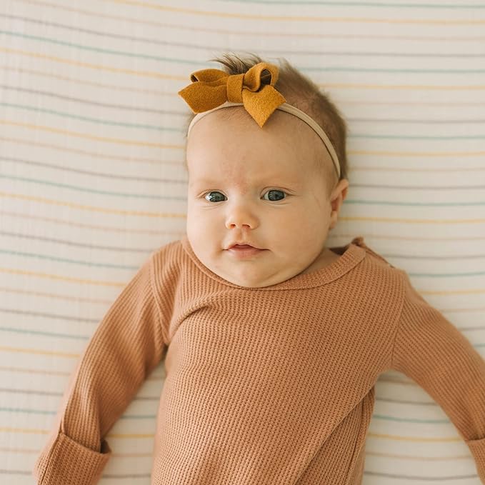 Little Unicorn Premium Crib Sheet | Breathable & Super-Soft Muslin Fabric (Unicorn Stripe)