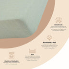 Crane Baby Fitted Sheet, Soft Cotton Fitted Sheet for Cribs and Nurseries, Evergreen, 28”w x 52”h x 9”d