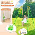 4-in-1 Swing Set & Baby Jumper and Bouncer for Toddler, Heavy Duty Baby Swing Set with Foldable Metal Stand for Indoor & Outdoor Play (Green)