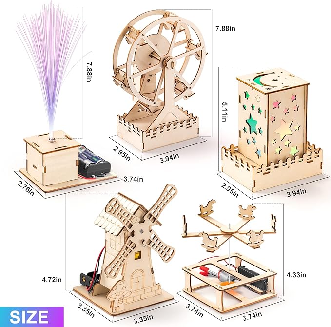 Yutin 5 Individual STEM Science Kits for Kids, Wood Arts and Craft Kits, STEM Toys for Boys Girls Age 8-12 5-7 8 10 12 13 14 Gift Idea, 3D Puzzles Building Engineering Model Set