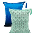 ALVABABY 2pcs Cloth Diaper Wet Dry Bags Waterproof Reusable with Two Zippered Pockets Travel Beach Pool Daycare Soiled Baby Items Yoga Gym Bag for Swimsuits or Wet Clothes LX-AMD0912