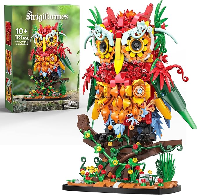 JOJO&Peach Flower Owl Animal Building Toys for Adults & Teens, A Floral Bird Model Kit for The Home Decor & Office Display, Botanical Collection Birthday Gift for Women Girls Aged 10+ (1309 Pieces)