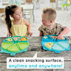 On-The-Go Snack Mat – Baby Silicone Travel Dining Placemat – Portable Silicone Toddler Plate – Reusable Snack Container with 3 Compartments and Lids for 6 Months + (Watermelon)