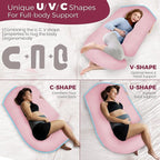 PILLANI Pregnancy Pillows for Sleeping - V C U Shaped 57inch Full Body Pillow with Removable Washable Cover, Cooling Maternity Pillow for Pregnant Women, Support for Back Belly Legs Hip
