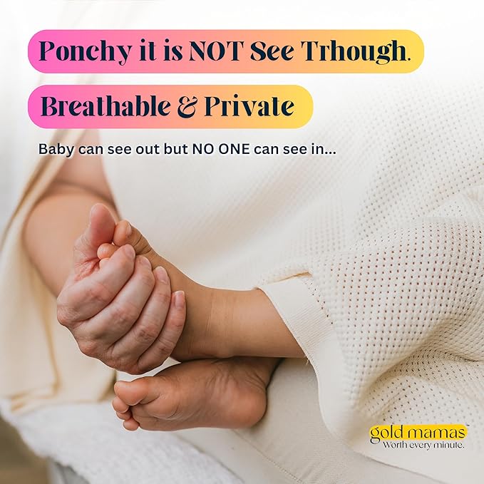 Breathable Nursing Cover Up for Breastfeeding - Privacy Nursing Covers - Newborn Essentials Must Haves - Improved Ponchy by Gold Mamas - Sand
