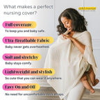 Breathable Nursing Cover Up for Breastfeeding - Privacy Nursing Covers - Newborn Essentials Must Haves - Improved Ponchy by Gold Mamas - Sand