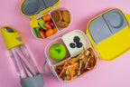 b.box Snack Box Reusable Snack Containers with Lids 2 compartments, Bento Box for kids and toddlers, Leakproof Lunch Box, BPA free and Dishwasher Safe Snack Container (Lemon Sherbet, 1 3/4 Cup)