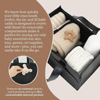 Premium Vegan Leather Baby Diaper Caddy Organizer – Portable Storage Basket for Newborn Essentials, Changing Table, Nursery, Car & Travel, Gifts for Baby Shower (Liquorice Black)