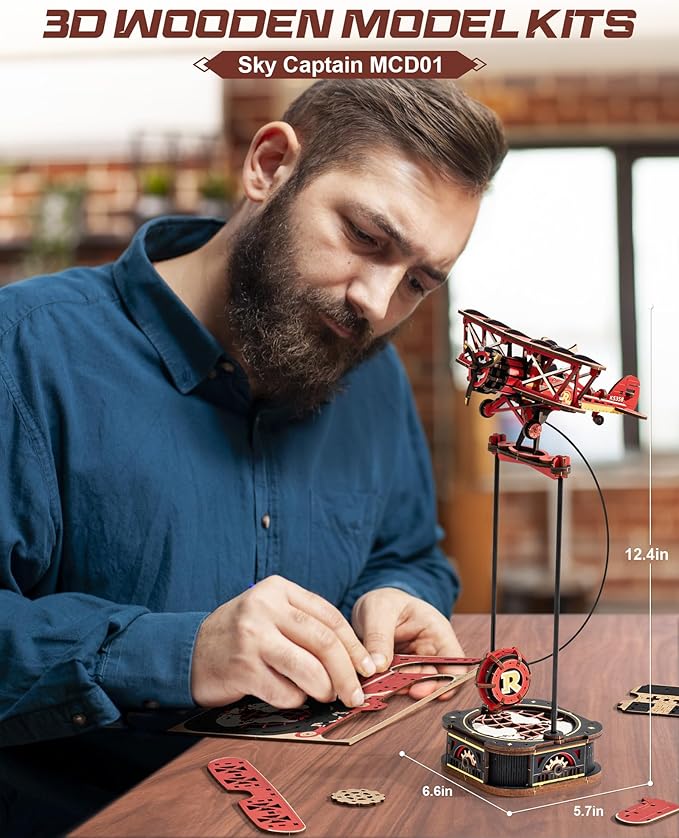 ROKR 3D Wooden Puzzles for Adults,Gravity Swing Model kit, 163Piece 3D Puzzles for Adults
