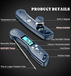 DOQAUS Digital Meat Thermometer, Instant Read Food Thermometers for Cooking, Kitchen Probe with Backlit & Reversible Display, Wide Temperature Range for Turkey, Grill, BBQ, Baking, Bread, Sourdough