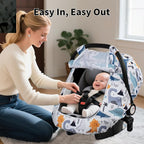 Elstey Car Seat Cover Baby, Minky Dot Carseat Covers Baby Girls, Lightweight Infant Car Seat Cover Canopy with 2 Layers Breathable Mesh Windows, Stroller Carrier for Babies Newborn Essentials