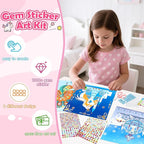 Gem Art Sticker Kit, Arts and Crafts for Kids Age 4-12, 8 Unicorn Princess Themes Diamond Art Kit, Gemstone Sticker Crafts Christmas Birthday Gifts for Girls Ages 4,5,6,7,8 Year Old (Pink-Unicorn)