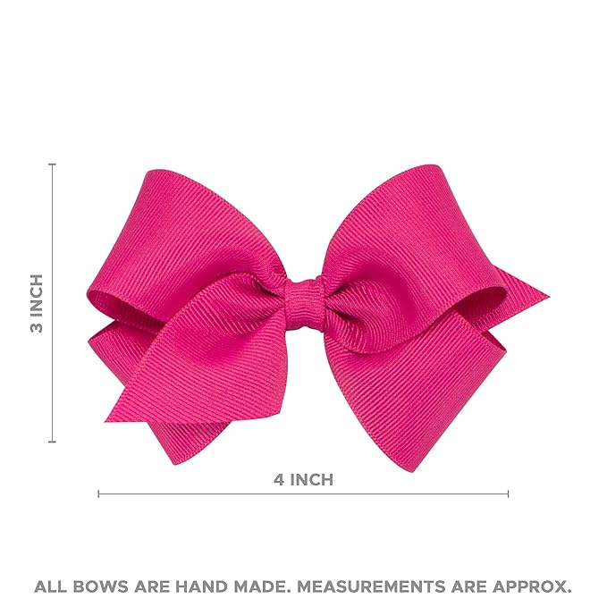 Wee Ones Girls' Plain Wrap Classic Grosgrain Hair Bows on a WeeStay No-Slip Hair Clip, Handmade, Small, Orange