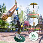 Tree Swing Climbing Rainbow Rope, Heavy Duty Swing Disc Seat Replacement for Kids with Hanging Strap and Platform Carabiners Indoor/Outdoor Playground Accessories (Green)