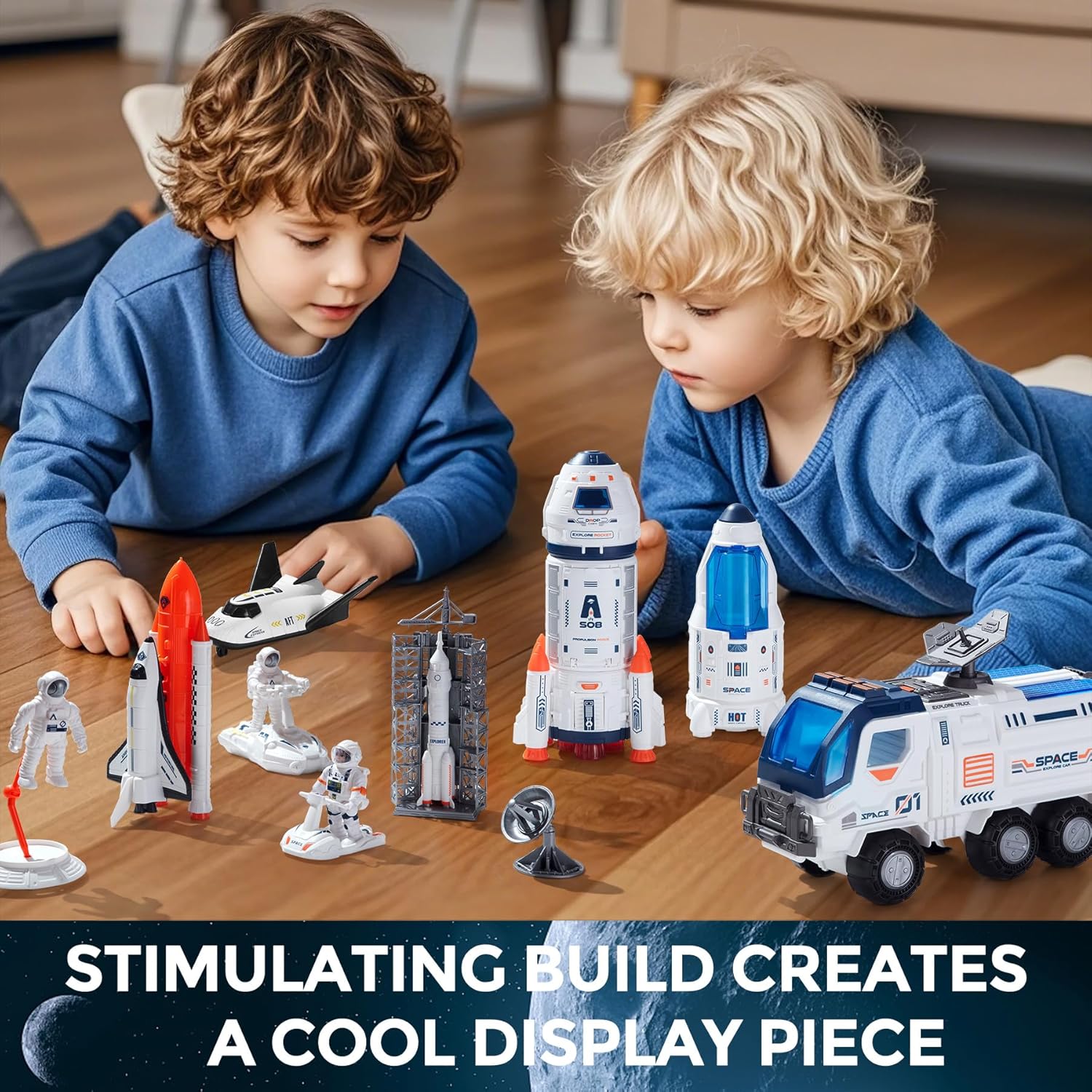 Large Space Exploration Astronaut Kids Toy, Rocket & Shuttle with Light/Sound & Spray Effects, Outer Space Playset Series
