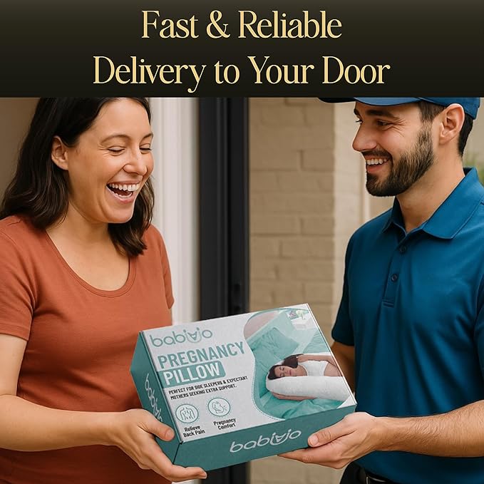 U-Shaped Pregnancy Pillow – 100% Cotton Cover, Full Body Maternity Support for Belly, Back and Legs – Bonus Eye Mask and Gift Box (Light Pink)