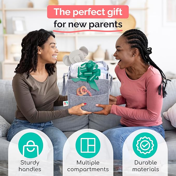 Felt Diaper Caddy - Extra Large Storage for Baby and Toddler Items - Diaper caddy basket - Portable Organizer Easily Holds Diapers, Clothing - Useful for Nursery, Bedroom, Living Room, Car