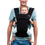 Beco Gemini Baby Carrier from Newborn to Toddler - Certified Ergonomic Newborn Baby Carrier for Infants and Children of 7-35 lbs - M Shape, Adjustable Seat, 100% Cotton (Metro Black)