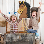 WERNNSAI Horse Piñata - Brown Horse Party Decorations Hanging Cowboy Piñata with Blindfold and Bat Western Cowboy Party Favors for Kids Boys Classroom Activities Game