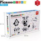 PicassoTiles 101pc Magnetic Puzzle Cube Set Black and White 1 Inch Construction Blocks STEM Educational Toy for Kids Age 3 Plus Sensory Learning Kit with Idea Book for Building and Creativity PMC101