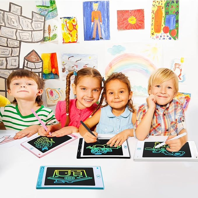 Tinlade 12 Pack LCD Writing Drawing Tablets 8.5 Inch Bulk Colorful Doodle Board Erasable Electronic Painting Drawing Pads Learning Toy Gifts for Kids Boys Girls(Pink, Blue, White, Black)
