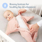 SleepingBaby Zipadee-Zip Transition Swaddle - Cozy Baby Swaddling Blanket with Zipper Convenience - Roomy Wearable Blanket for Easy Diaper Changes - 4-8 Month - Ballet Pink Heather