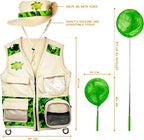 Bug Hunting Kit, Green Safari Vest, Hat, Binoculars, Lg. Butterfly Net, Bug Container, Whistle, Flashlight, Magnifier, Thermostat, Compass, Age 3+