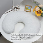 Onacosht 100% Organic Cotton Nursing Pillow Cover Soft Breathable Jersey Feeding Pillow Slipcover Fits Standard Infant Nursing Pillow or Positioner for Baby Boy and Girl, Grey Heather
