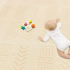 qqpp EVA 18 Tiles Baby Play Mat for Playing, Interlocking Foam Floor Mats for Tummy Time & Crawling, Puzzle Flooring Tiles with Laser Pattern for Kids. Beige. QL-91(J) b18N