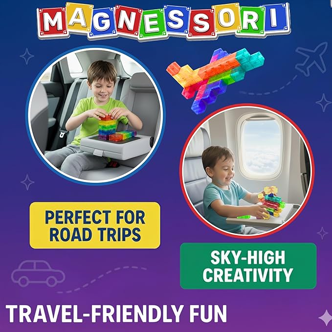 48PCS Magnetic Building Blocks – Montessori Inspired STEM Building Cubes for Kids – Educational Toys for Toddlers & Preschoolers Colorful Safe & Durable Magnet Cubes for Creative Learning