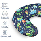 Nursing Pillow Cover, Removable Nursing Covers for Breastfeeding Pillows, Stretchy and Soft Fit for Baby Girls Boys Newborn, Dinosaur (Only Cover)