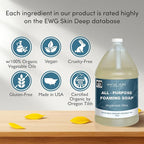 SoCal Suds & Company 128oz Certified Organic Foaming Hand & Body Wash - Gentle Natural Body,Baby & Face Wash for Sensitive Skin, Moisturizing All-Purpose Foaming Soap & More - Fragrance Free