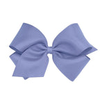 Wee Ones Girls' Plain Wrap Classic Grosgrain Hair Bows on a WeeStay No-Slip Hair Clip, Handmade, King, Blue Bird