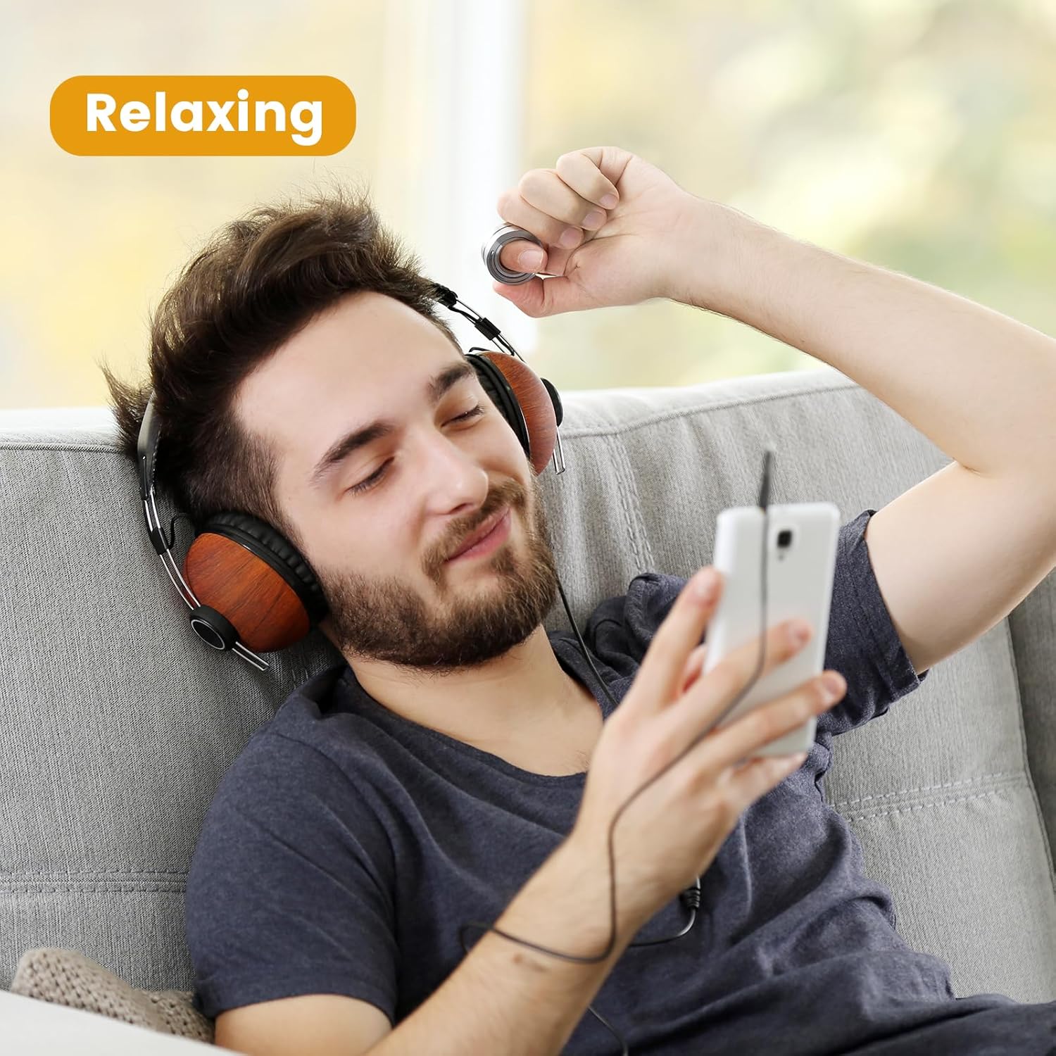 Magnetic Fidget Toy Ring Spinner, Adults Fidget Slider EDC Gadget Haptic Sensory Spinning Block, Mechanical Ticking Clicker Ratcheting Slider Ring Stress Anxiety Relief for ADHD (Silver)