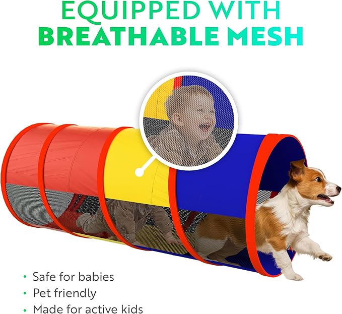 Playz 5pc Kids' Play Tents & Tunnels - Ball Pit for Toddlers, Basketball Hoop, Crawling Tubes, Pop-Up Playhouses, Baby Obstacle Course for Indoor or Outdoor Use