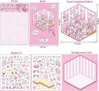DIY 3D Sticker Scene 6 Sets of Stickers for Girls Make Your Own Mini Room Scene Stickers for Kids Cute Kawaii Sticker Therapy for Adult Relief Stress Pass The Time