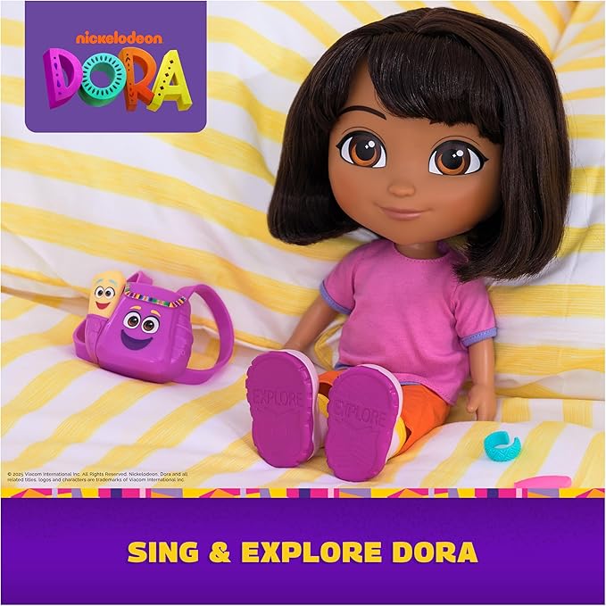 Dora, Sing & Explore Dora Doll with Music, Sound Effects, Bilingual Phrases, Doll Clothes & Accessories, Kids Toys for Girls & Boys Ages 3 and Up