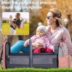 Diaper Bag Backpack, Baby Diaper Bag, Multifunctional Large Capacity, with Diaper Changing Station, Travel Diaper Bag Backpack (Pinkish Gray)