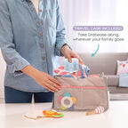 Grabease Baby Spoon & Fork Set with Case - Ergonomic Baby Utensils for Tiny Hands - Short Spoons for Self-Feeding - Training Fork for Toddlers - Ice Blue, Pack of 1