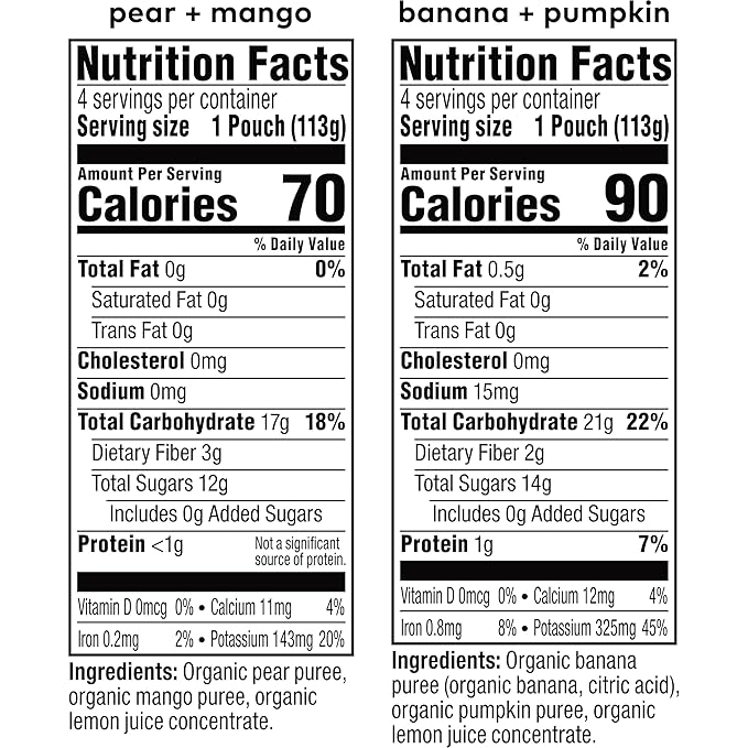 Plum Organics Variety Pack 6+Months - Pear + Mango & Banana + Pumpkin - Organic Fruit and Veggie Baby Food Pouches - 4 oz Pouch (Pack of 8)