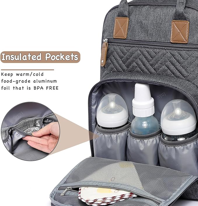 iniuniu Diaper Bag Backpack, 4 in 1 kit Large Unisex Baby Bags for Boys Girls, Waterproof Travel Back Pack with Diaper Pouch