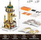 FUNWHOLE Steampunk Observatory Tower Lighting Building-Bricks Set - Astronomy Tower 2744 Pcs Collection Display Set for Adults and Steampunk Lovers
