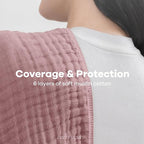 Comfy Cubs Muslin Burp Cloths 20" x 10", Pack of 6 - Large, 6-Layer, Ultra Absorbent 100% Cotton for Baby Drool and Messes - Soft, Safe & Gentle Baby Burp Cloths Set for Boys & Girls - Mauve