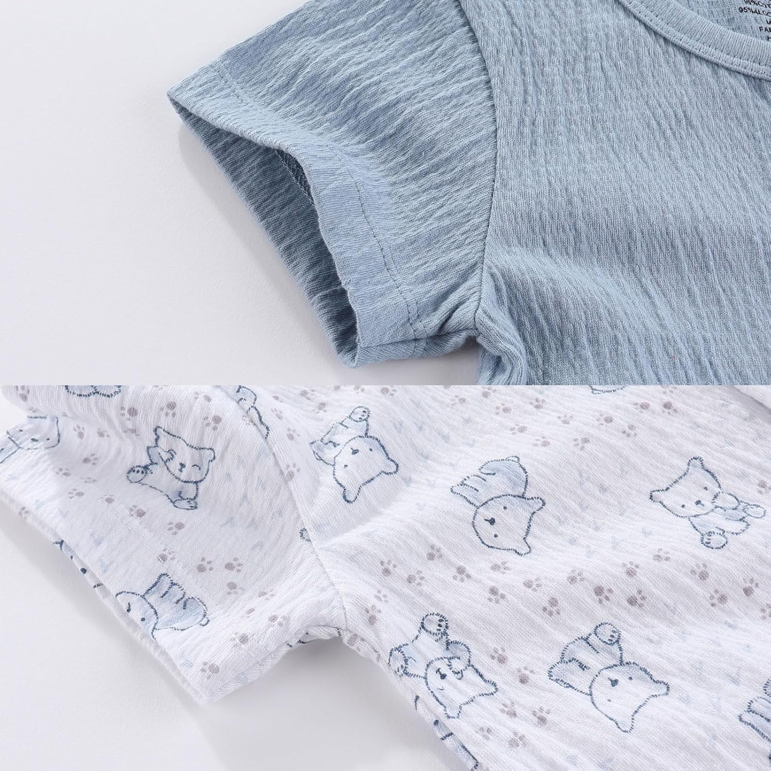 Baby Girl Romper Button Jumpsuit Summer Infant Boy Clothes for 0-24 Months