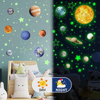 Solar System Wall Decals Glow in The Dark Stars 780 PCS, Glowing Planets Stickers for Ceiling, Nursery Wall Stickers for Bedroom, Kids Room Decorations (Green)
