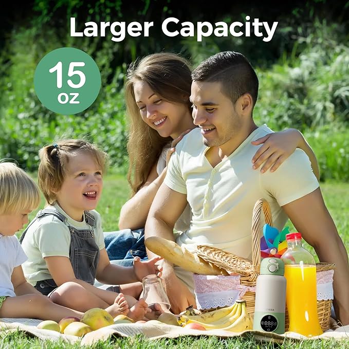 Portable Bottle Warmer for Travel, 15oz Capacity Baby Bottle Warmer with Fast Heating, 12000mAh Battery & Fast Charger, Pasteurization for Hygiene, Precise Temp Control, Leak-Proof (Green)